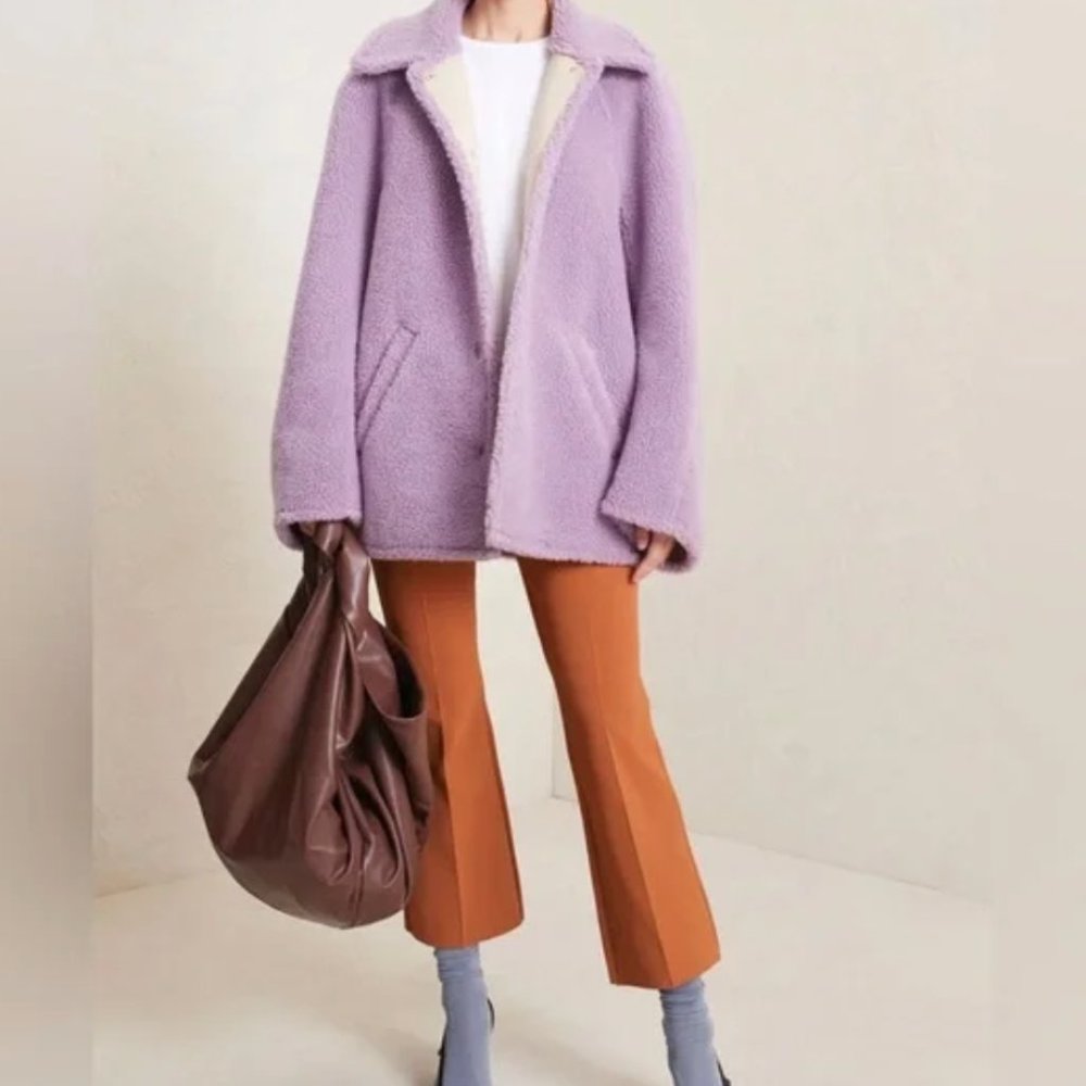 A.L.C. Women's Purple Lincoln Oversized Shearling Teddy Coat Jacket Size XS